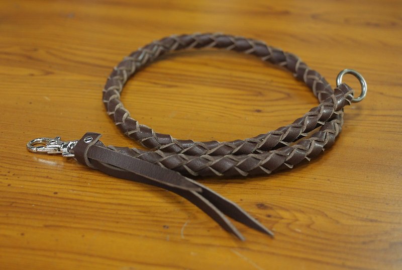 Brown hand-woven leather whip accessories - อื่นๆ - หนังแท้ สีนำ้ตาล