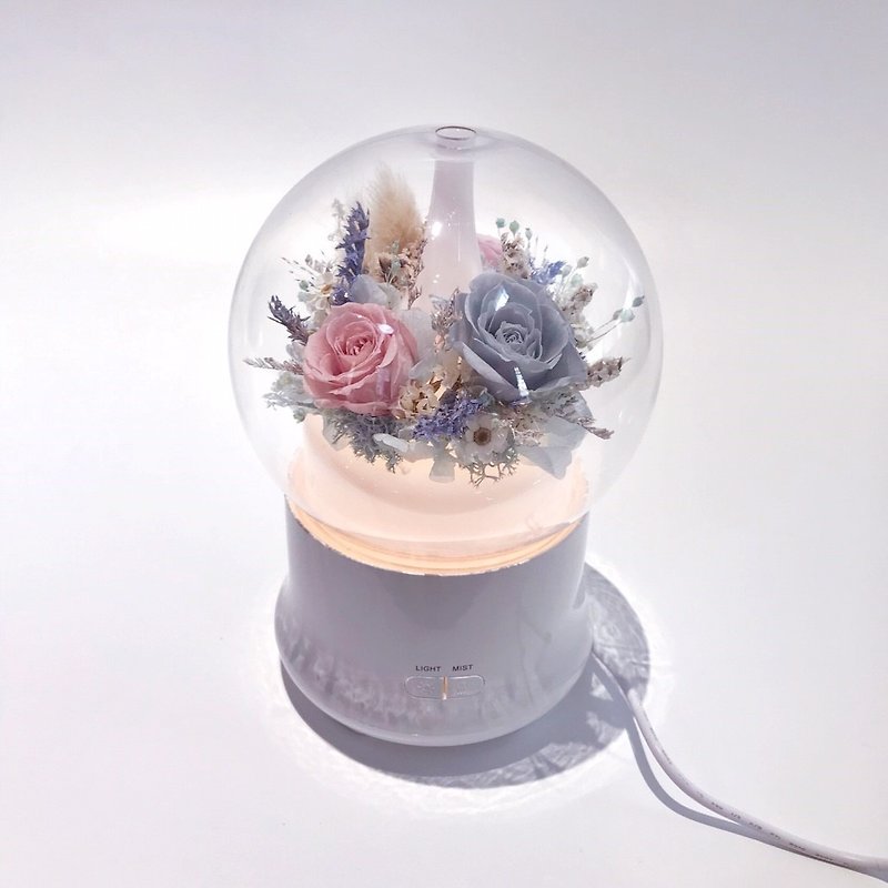 Flora Flower永生花水氧機-灰藍粉色系(卡片) - 香氛/精油/擴香 - 植物．花 銀色