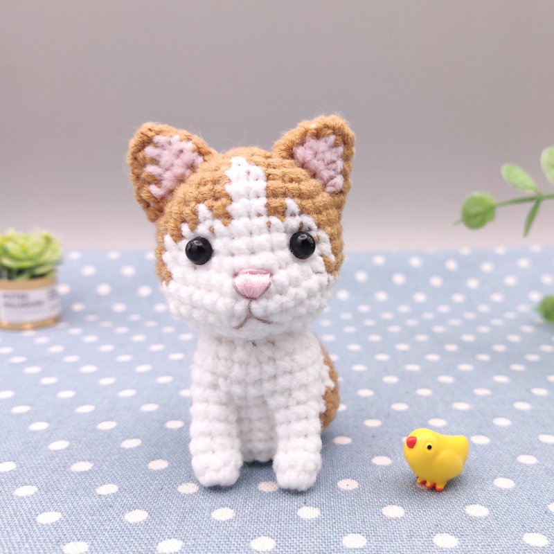 [Ready stock] Little orange and white cat handmade crochet doll - ตุ๊กตา - ไฟเบอร์อื่นๆ สีส้ม