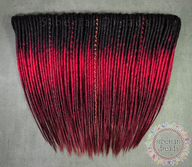 Two tone Red Crochet Dreadlcoks / Dark brown Red crocheted smooth ombre dreads - 髮夾/髮圈 - 其他材質 紅色