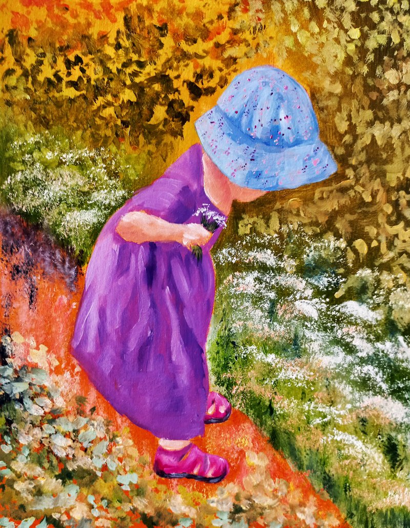 little-girl-painting-nursery-original-art-flower-oil-paintinh