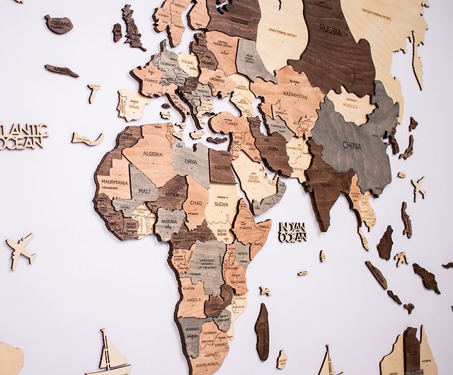 Wooden World Map Terra 3D Map Home Decor Gift Wooden Map L-150x90 cm(59*35  in)