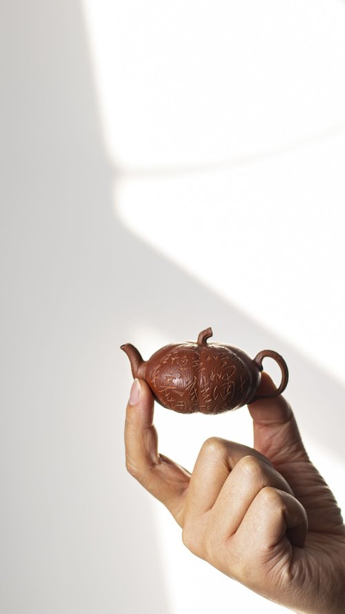 壺師傅 送禮紫砂壺茶壺小南瓜 雙色款 把玩器 全手工製作 65CC精品把玩