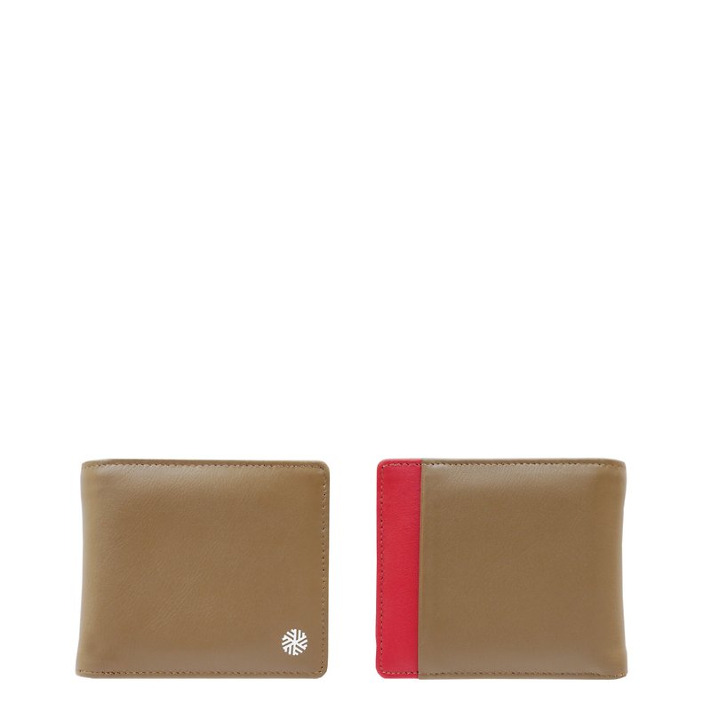 IVERSEN Timo Wallet in Taupe / Red - Wallets - Genuine Leather Khaki