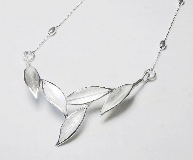 Nature-Dancing In The Wind-Foliage Silver Necklace/ handmade - Necklaces - Sterling Silver Silver