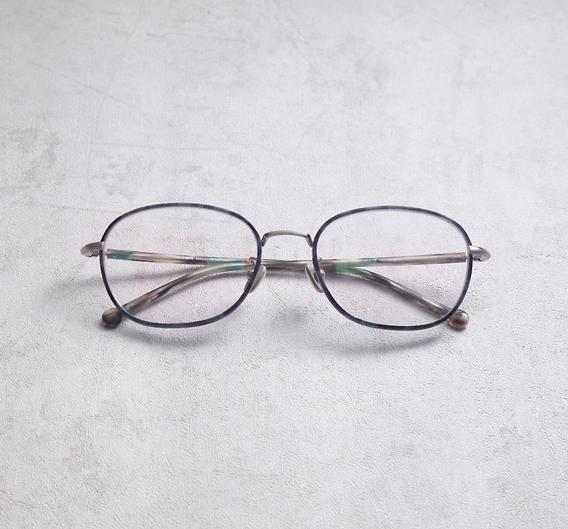 韓國藍玳瑁金屬貼花細框 - 眼鏡/眼鏡框 - 不鏽鋼 藍色