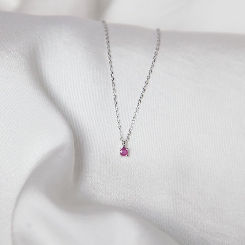 Ruby solitaire diamond necklace bracelet | Birthstone_July Birthstone | Sterling Silver. Birthday. gift - สร้อยคอ - เงินแท้ 