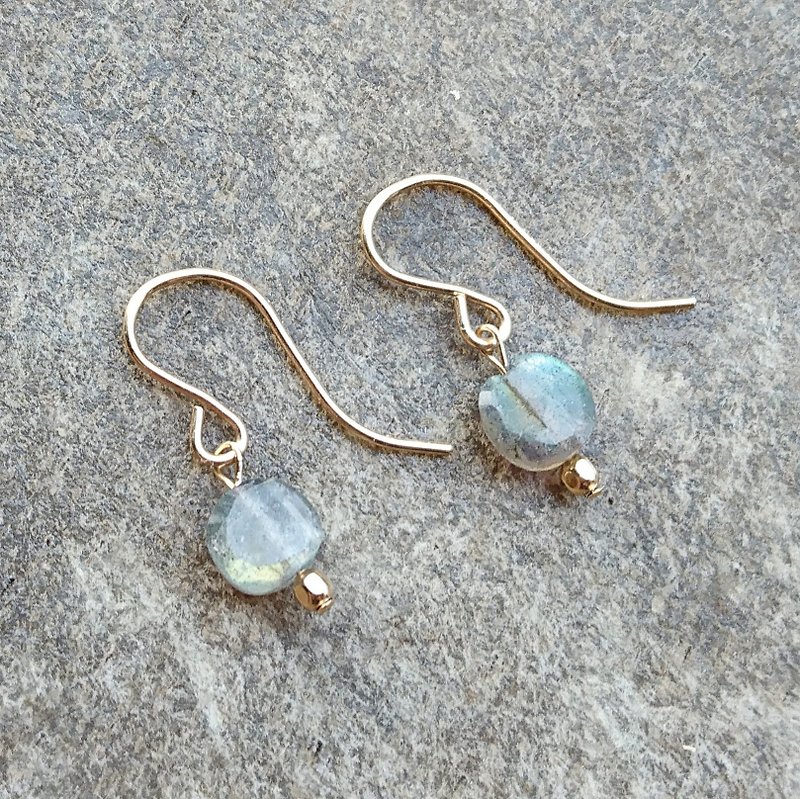 Labradorite Gold-filled Wire Earrings - ต่างหู - โลหะ สีทอง