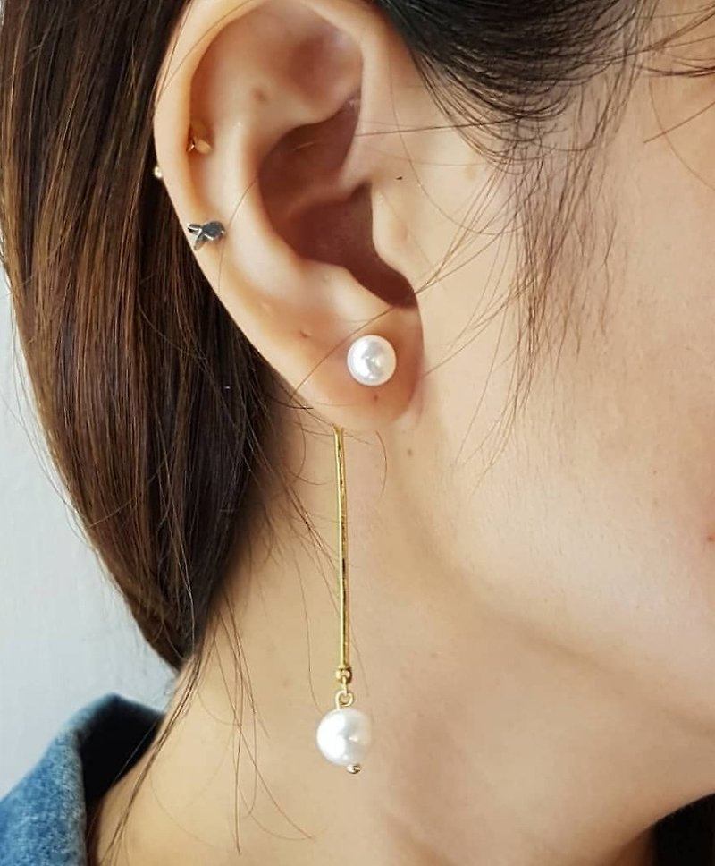 925 pure white fungus _0.5cm natural pearl stickers earrings earrings + dangle earrings activity dual-use design - ต่างหู - ไข่มุก ขาว