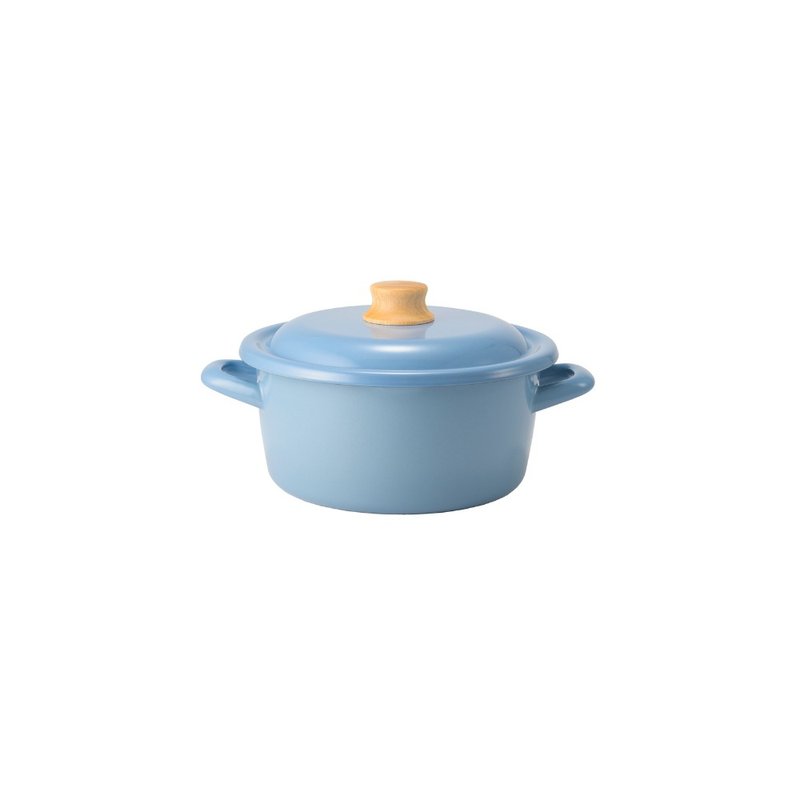 Japan's FUJIHORO Cotton Plus series double-eared enamel casserole with lid 20cm phantom blue - Cookware - Enamel Blue