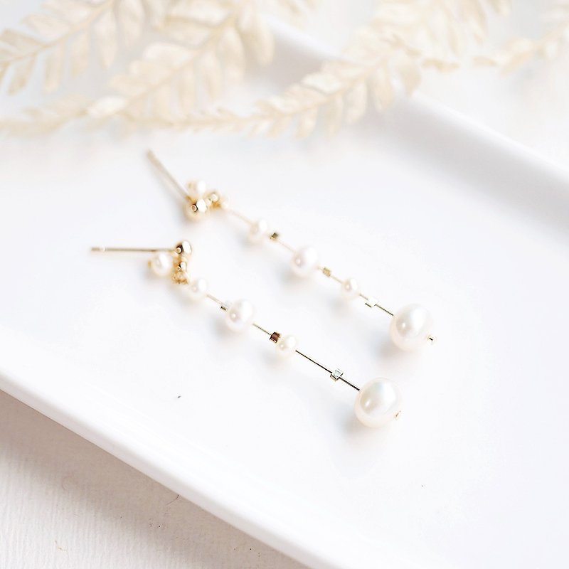 Irregular Natural Freshwater Pearl Earrings 14K Special Elegant Clip-On Crystal Energy - Earrings & Clip-ons - Gemstone White