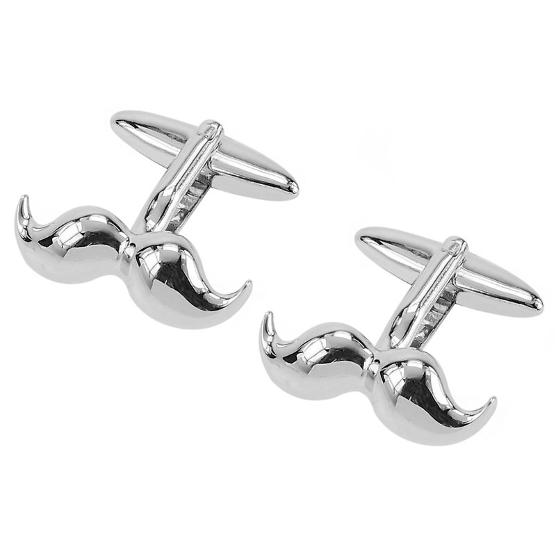 Silver Moustache Cufflinks - Cuff Links - Other Metals Silver