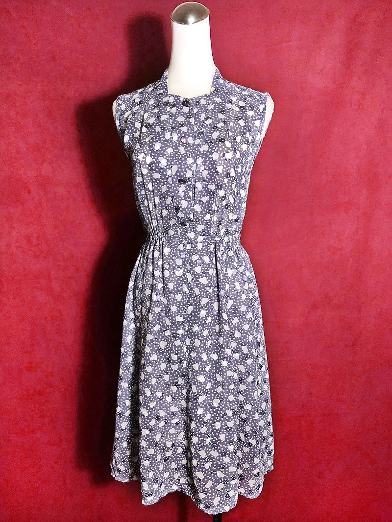 Dotted textured sleeveless vintage dress / brought back to VINTAGE abroad - ชุดเดรส - เส้นใยสังเคราะห์ สีม่วง