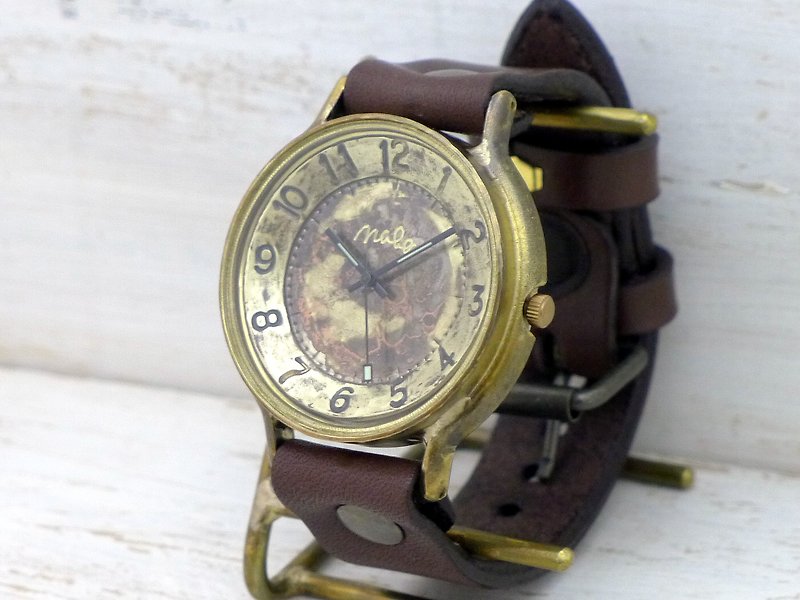 手作り腕時計 'GRANDAD-B' 特大42mmBrass(真鍮) アラビア数字  (JUM116アラビア) - 腕時計 - 銅・真鍮 ゴールド