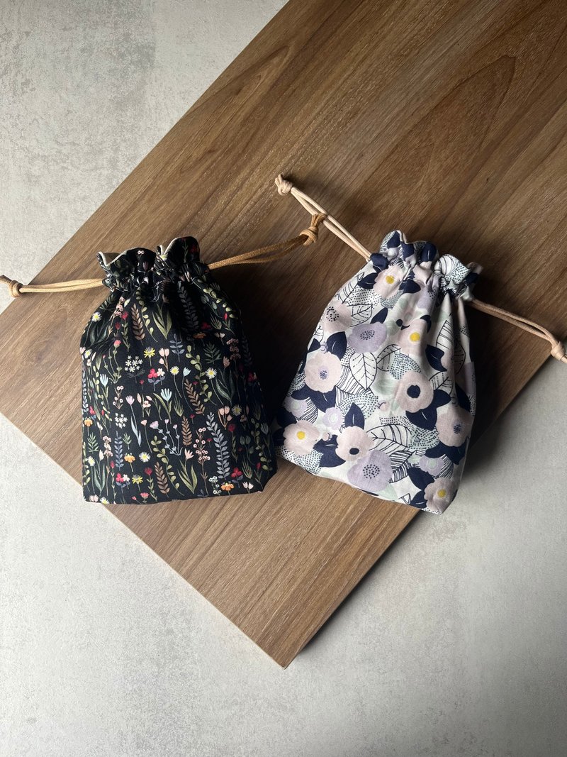 巾着ポーチ｜花草シリーズ - ナップサック - コットン・麻 