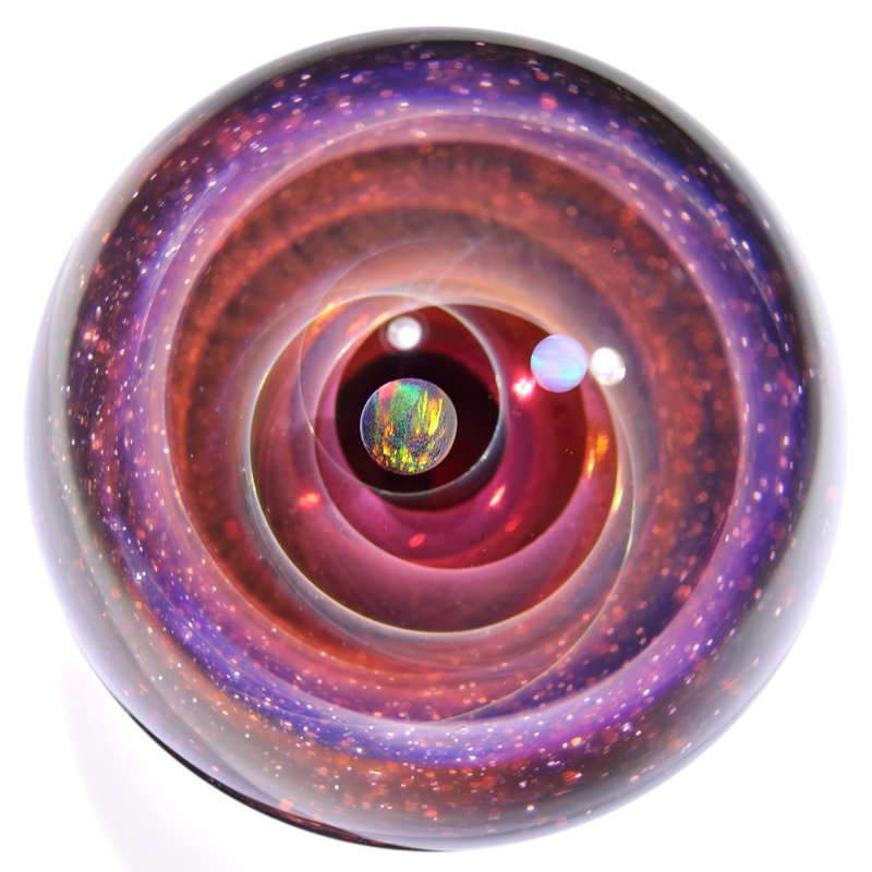 51mm Galaxy Glass Marble no.M199 - ของวางตกแต่ง - แก้ว สีแดง