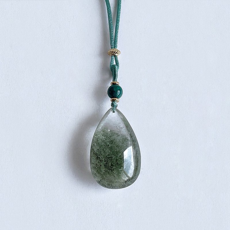 Gemstone Natural Ore Green Ghost Crystal Necklace - Necklaces - Gemstone Green