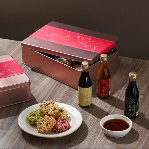 暮朝食粹 MUZHAO 【端午禮盒】小暮釀醬油醬香米餅玫瑰金禮盒-扶桑花 |長輩禮