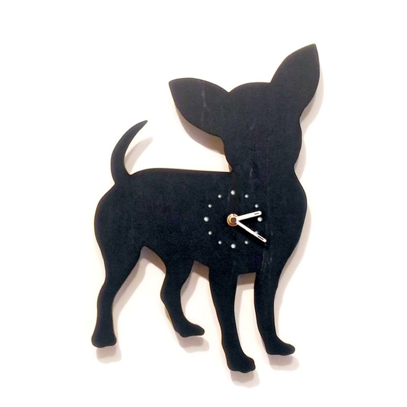 Handmade Wooden Creative Clock Happy Zoo-Chihuahua - Clocks - Wood Black