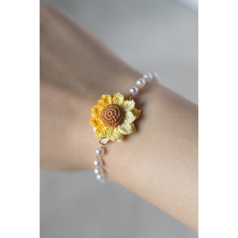 Midsummer Sunflower Bracelet | Woven Jewelry | Handmade Jewelry - Bracelets - Thread Multicolor