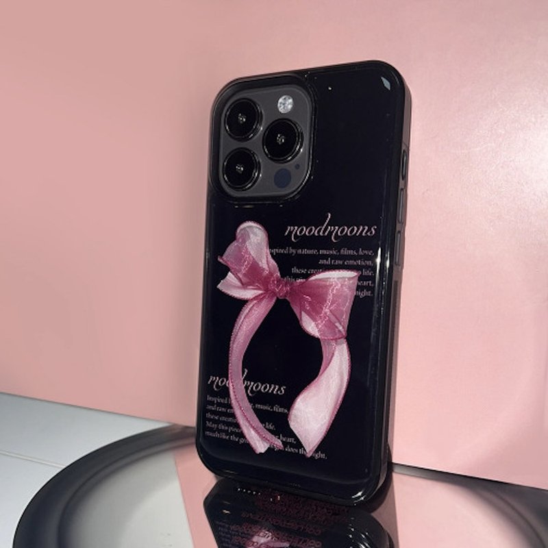 Pink Ribbon - Lovely Ballet Core Phone case - Phone Cases - Plastic Black