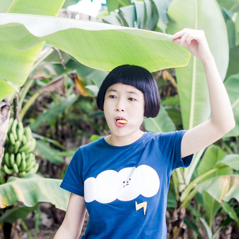 Weather forecast / cotton T-shirt - Women's T-Shirts - Cotton & Hemp Blue