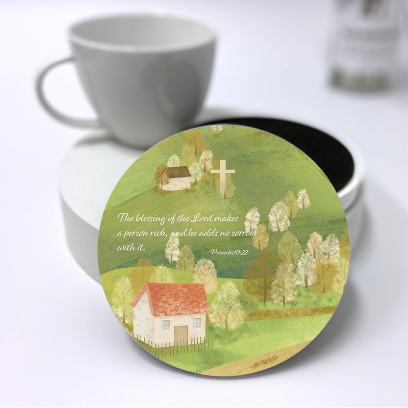 Illustration Scripture Ceramic Absorbent Coaster-Promised Land - Coasters - Pottery 