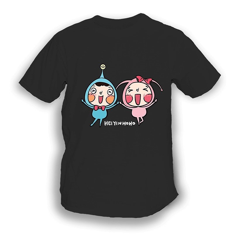 【HeiyinHOHO HoHo and LamHo】T-shirt｜Nice to Have You - เสื้อฮู้ด - ผ้าฝ้าย/ผ้าลินิน สีดำ