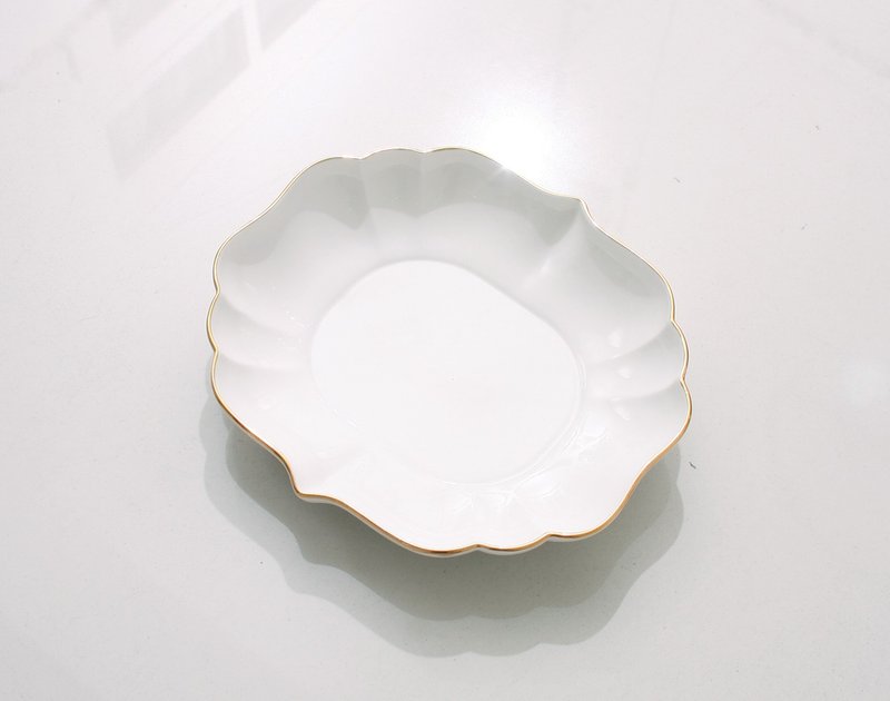 gold snow flower ceramic plate Korean dishes - 碗 - 瓷 白色