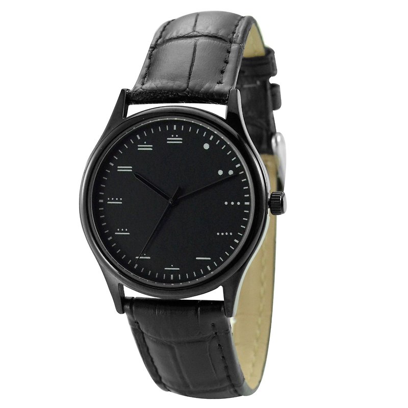 馬雅數字手錶 黑面 中性 全球免運 - 男錶/中性錶 - 不鏽鋼 黑色