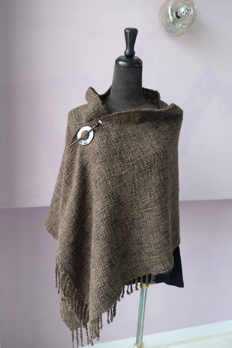Handwoven by Carina | Mohair Shawl/Wrap - 圍巾/披肩 - 其他材質 咖啡色