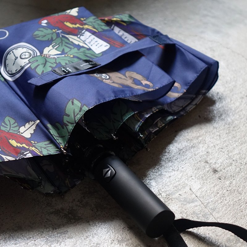 [Fast Shipping] Retro Jungle Automatic Folding Umbrella - ร่ม - พลาสติก สีน้ำเงิน