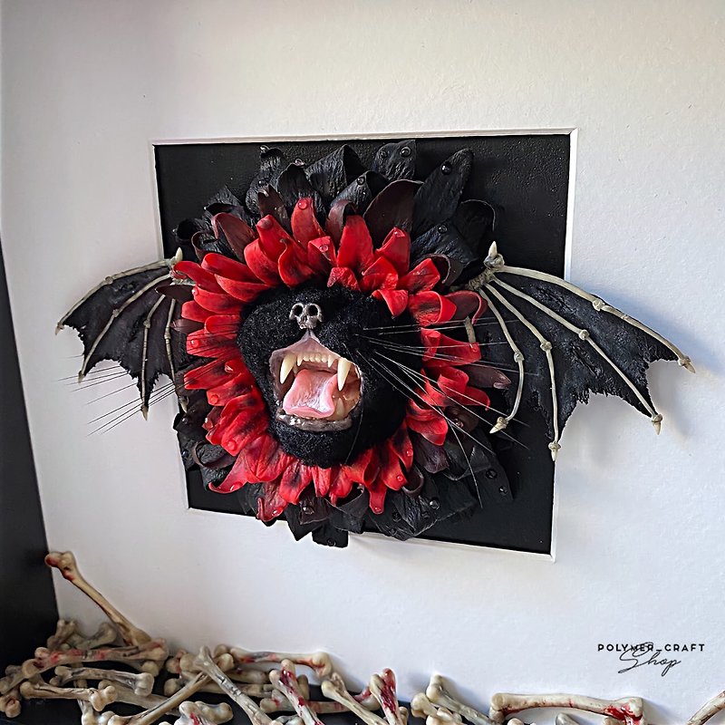 Gothic wall art/home decor/Gothic picture/Dracula/black cat - Wall Décor - Plastic Black