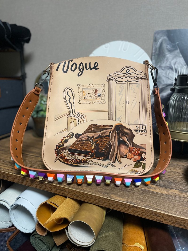 Japan Made  ヴィンテージファッションレザーバッグ - 側背包/斜背包 - 真皮 咖啡色