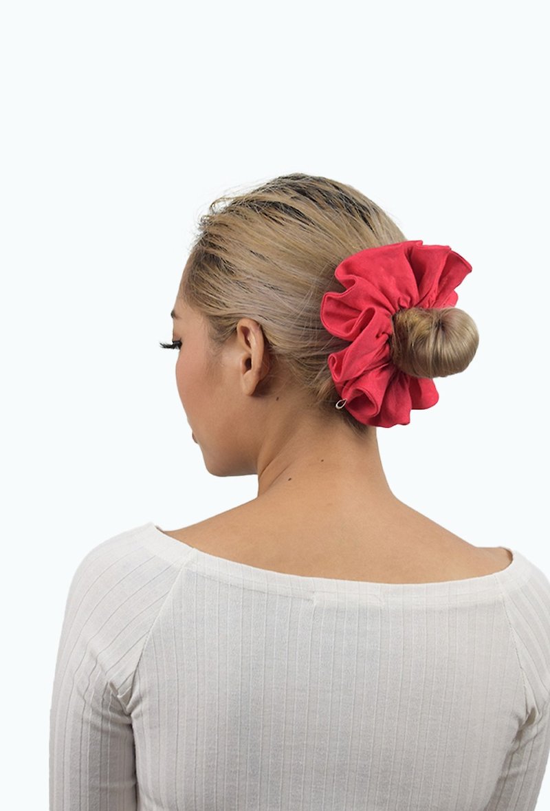Handmade Hibiscus Breeze Scrunchie Collection - Hair Accessories - Cotton & Hemp White