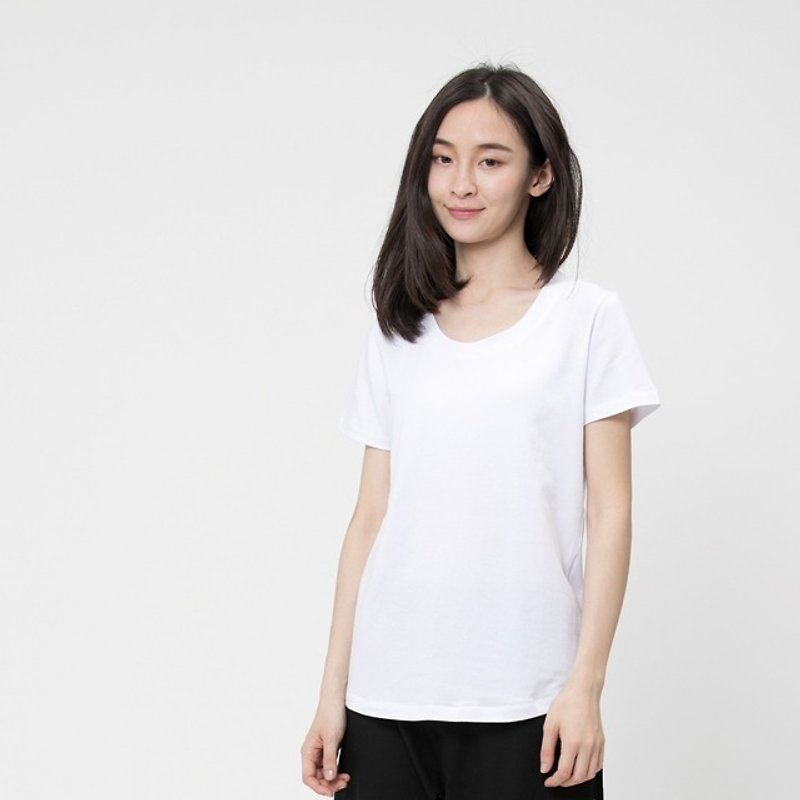 Elastic fiber cotton Women T-shirt /White - Women's T-Shirts - Cotton & Hemp White