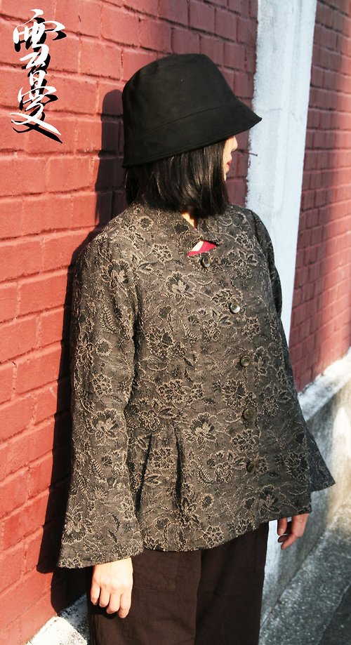 聲聲慢手染服飾 【聲聲慢】雪曼系列歐洲毛料混紡緹花薄外套