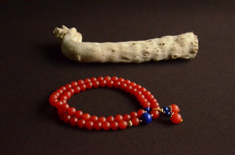 [Hongying] Natural Baoshan Frosted Southern Red Lapis Bracelet - สร้อยข้อมือ - เครื่องประดับพลอย 