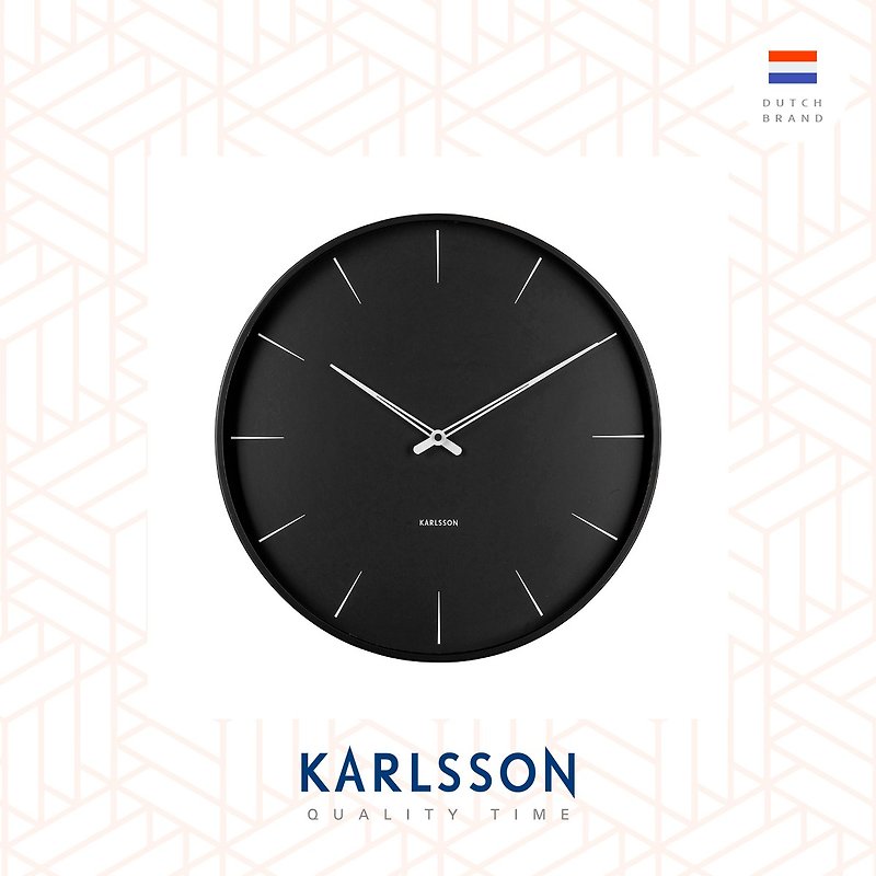 荷蘭 Karlsson, Wall clock 40cm Lure black 設計師掛鐘黑色 - 時鐘/鬧鐘 - 其他金屬 黑色