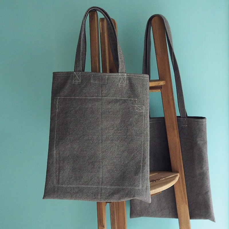 Howslife want simple thick canvas series hand made bag (long shoulder side backpack / short handle) - limited - Messenger Bags & Sling Bags - Cotton & Hemp Gray
