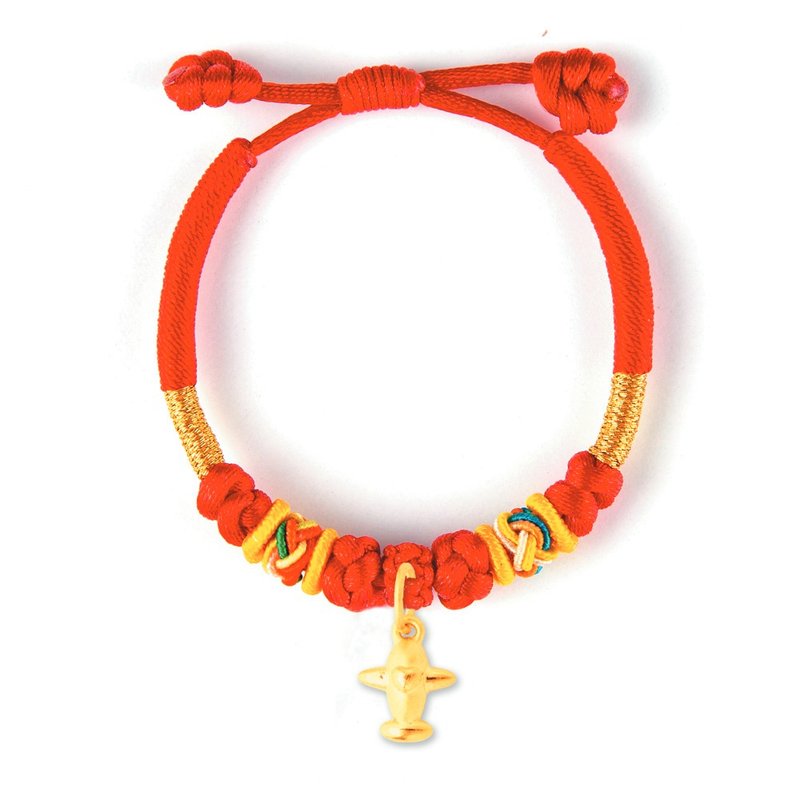 [Children's Painted Gold Jewelry] Little Captain Children's Red String Bracelet weighs about 0.23 yuan (Miyue Gold Jewelry) - ของขวัญวันครบรอบ - ทอง 24 เค สีแดง