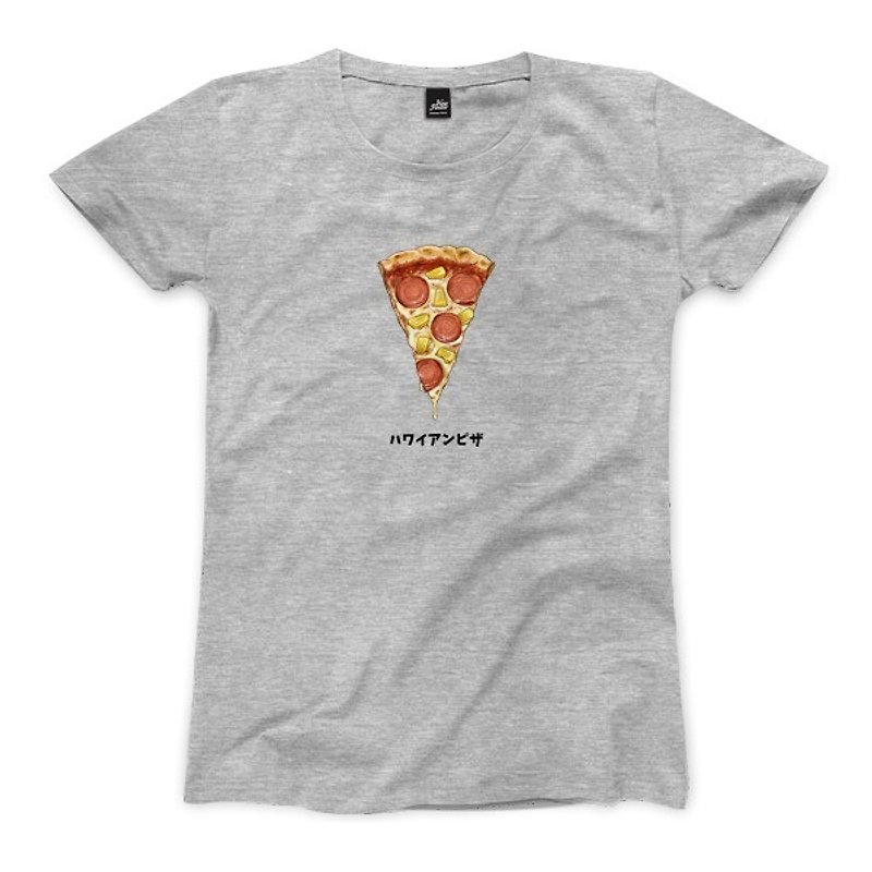 ハワイのピザ - 深いヘザーグレー - 女性のTシャツ - Tシャツ - コットン・麻 グレー