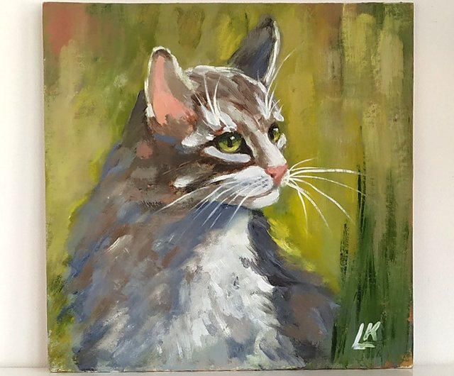 猫バーガー　油彩画　油絵　原画　額付き　オリジナル 原画】「黒猫」／油彩額 絵画 猫心～にゃんはーと～ 通販