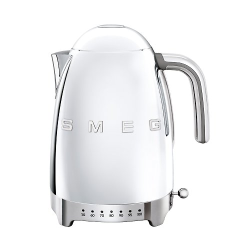 SMEG 義大利美學家電 【SMEG】義大利控溫式大容量1.7L電熱水壺-閃亮銀