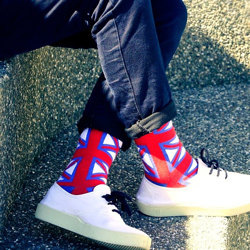 英倫風紳士襪 - Royal Navy, Union Jack 英國旗 - 復古風格襪子 - 西裝襪/紳士襪 - 棉．麻 藍色