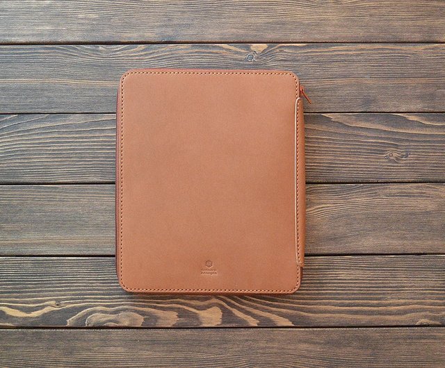 iPad Pro Leather Portfolio Case with Pen Case, Designer Zipper Organiz