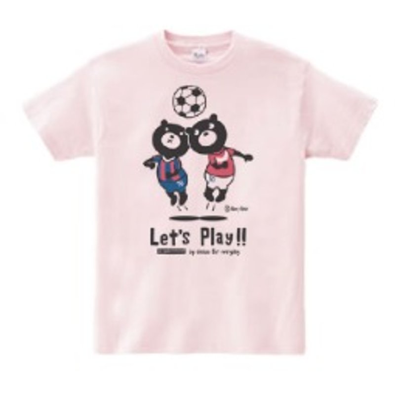 Soccer & Easy ☆ Bear 150.160 (WomanM.L) T-shirt order product] - เสื้อยืดผู้หญิง - ผ้าฝ้าย/ผ้าลินิน สึชมพู
