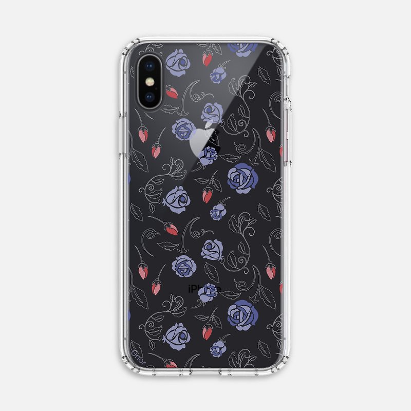iPhone X-Floral Print【TRANQUIL BLUE】crystals phone case - Phone Cases - Plastic Transparent