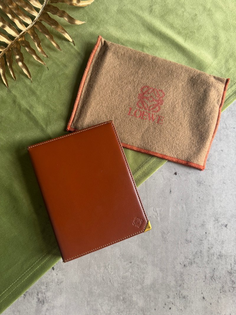 中古正品 Loewe 羅意威 真皮筆記簿套 A7 活頁簿 行事曆 古董文具 - 筆記本/手帳 - 真皮 咖啡色