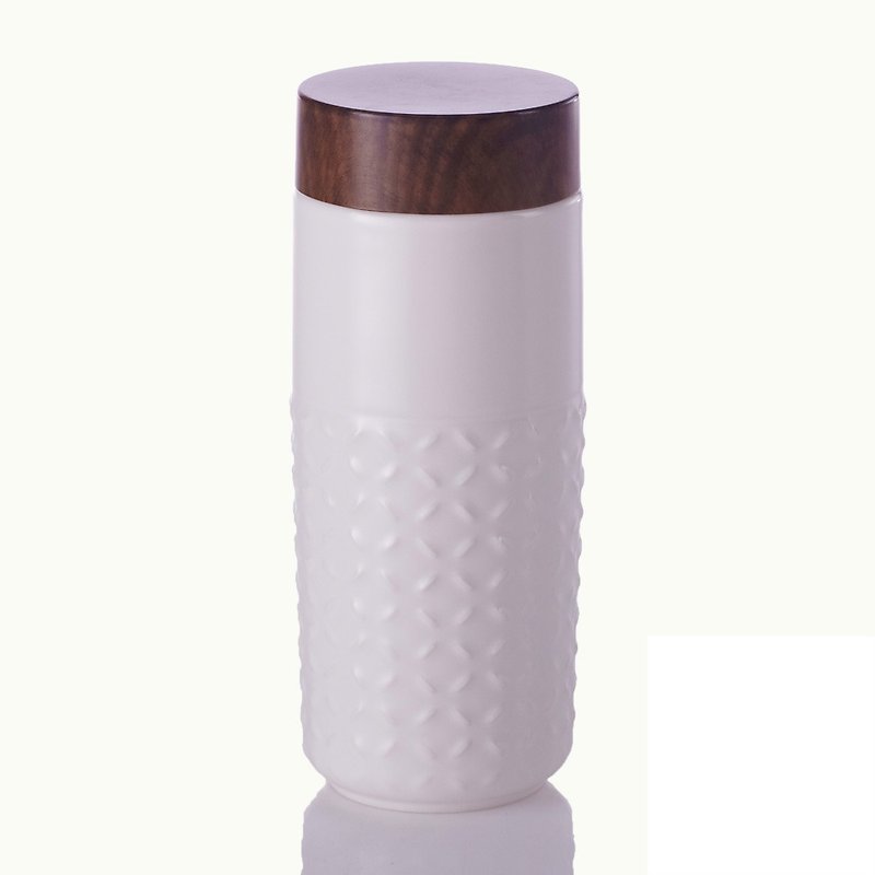 ONE O ONE Portable Cup_Fantasy Starry Sky/Large/Double Layer/Tooth White/Imitation Wood Grain Cover - กระติกน้ำ - เครื่องลายคราม 